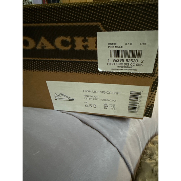 NEW Coach CBT39 Pink Signature Canvas Leather Sneakers Size 6.5B NIB - Picture 8 of 8
